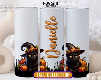 Black Cat Halloween Tumbler Cup, Fall Season Tumbler, Pumpkin Tumbler Halloween Party Tumbler Cup Black Cat Tumbler Halloween Cup With Straw
