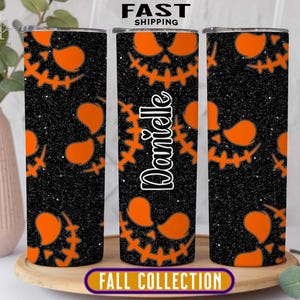 Halloween Tumbler Cup, Fall Tumbler Cup, Glitter Pumpkin Tumbler, Halloween Party Tumbler Cup, Gift for Halloween, Pumpkin Cup