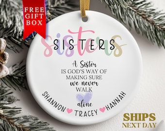Custom Sisters Ornament Gift for Sister Christmas Personalized Sisters Ornament Sister Christmas Ornament, Sister Ornament Gift, Sister Xmas