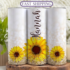 Sunflower Tumbler Personalized, Sunflower Cup Sunflower Lover Gifts, Sunflower Cup Sunflower Gifts for Women Floral Sunflower Tumbler Cup