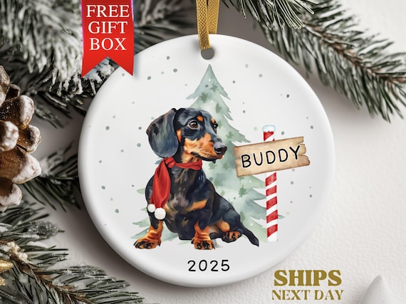 Dachshund Ornament, Custom Dachshund Christmas Ornament Dachshund Gift for Dog Lovers Dachshund Watercolor Photo Ornament Dachshund keepsake