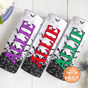 Custom Halloween Tumbler Cup, Fall Season Tumbler, Bat Tumbler, Halloween Party Tumbler Cup, Spooky Tumbler, Halloween Cup With Straw