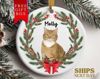 Custom Cat Ornament Personalized Cat Christmas Ornament, Custom Pet Ornament, Gift for Pet Lovers Pet Memorial Ornament Cat Picture Ornament