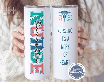 RN Nurse Tumbler, Personalized Nurse Gift, Nurse Appreciation Gift, Nursing Student Gift, RN Gift, Nurse Graduation Gift, Nurse Cup Gift