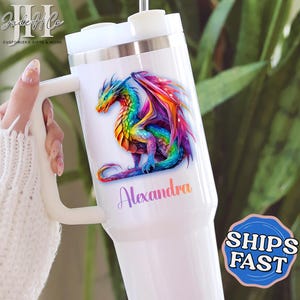 Dragon Tumbler Personalized Dragon 40oz Tumbler with Handle Dragon Gift Dragon Lover Gift for Her Custom Dragon Travel Cup Dragon Travel Mug