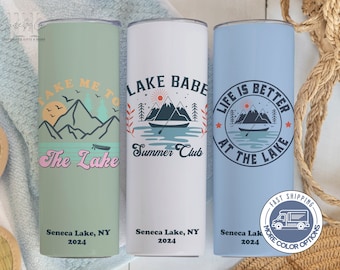 Personalized Lake Life Tumbler Custom Trip cups for Family Vacation Custom Name Tumbler Gift Lake Life Vacation Tumbler, 20oz Skinny Tumbler