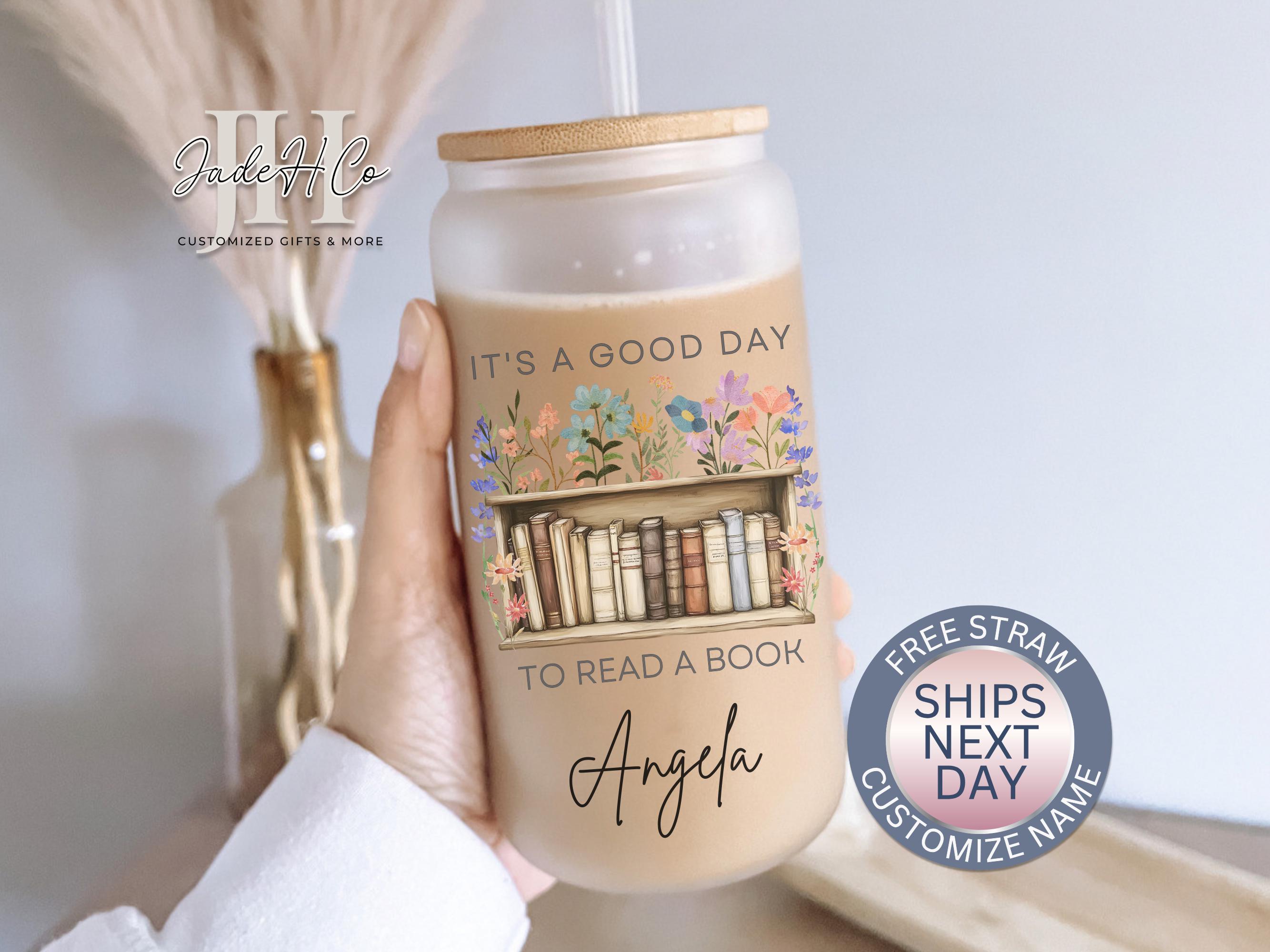 Personalized Book Lover Cup Book Lover Iced Coffee Cup Book Lover Frosted Glass Cup Iced Coffee Cups For Book Lovers Booklover Librarian Cup