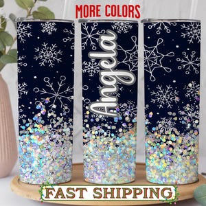 Christmas Snowflake Tumbler Personalized Christmas Tumbler With Name, Snowflake Christmas Gift, Snowflake Glitter Tumbler, Winter Tumbler