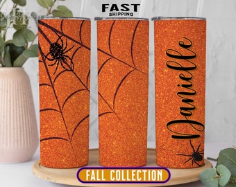 Halloween Tumbler Cup, Fall Tumbler, Spider Web Tumbler Halloween Party Tumbler Cup Halloween Spider Tumbler with Name, Halloween Cup