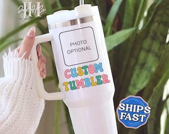 Custom Tumbler Custom 40oz Tumbler with Handle Custom Logo Tumblers Matching Tumbler Custom Photo Tumbler Personalized Travel Mug Custom Cup
