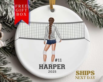 Volleyball Ornament, Custom Volleyball Player Christmas Ornament Gift for Volleyball Lover Custom Sports Ornament Girl Volleyball Team Gifts