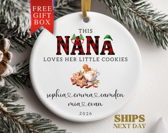 Nana Ornament, Personalized Nana Christmas Ornament Grandkids Names Grandma Christmas Ornament Gifts for Nana Christmas Gift from Grandkids