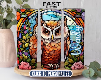 Personalized Owl Tumbler, Owl Gifts For Women, Owl Tumbler With Straw, Owl Lover Gifts, Owl Tumbler With Name, Owl Tumbler, Owl Cup