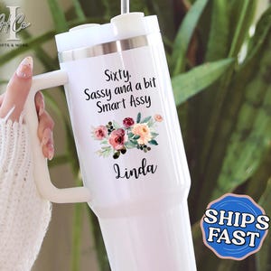 60th Birthday Tumbler, Personalized 60th Birthday 40oz Tumbler with Handle 60th Birthday Gift for Her 60th Birthday Cup 60th Birthday Favors