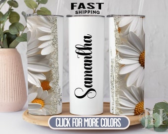 Name Floral Tumbler, Name Cup Personalized, Name Cup With Straw, Name Tumbler Cup Personalized Tumbler With Lid and Straw Cup With Name