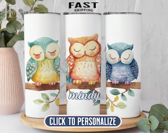 Personalized Owl Tumbler, Gifts for Women Owl Tumbler, Owl Tumbler With Straw, Owl Lover Gifts, Owl Tumbler With Name, Owl Tumbler, Owl Cup