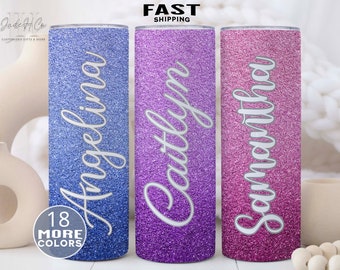 Custom Glitter Tumbler Cup with Lid and Straw, Personalized Glitter Name Tumbler, Cute Glitter To Go Cup Birthday Gift for Her