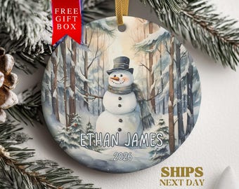 Personalized Kids Christmas Ornament, Custom Kids Name and Year Ornament for Kid Christmas Ornament Gift for Kids Snowman Ornament Keepsake