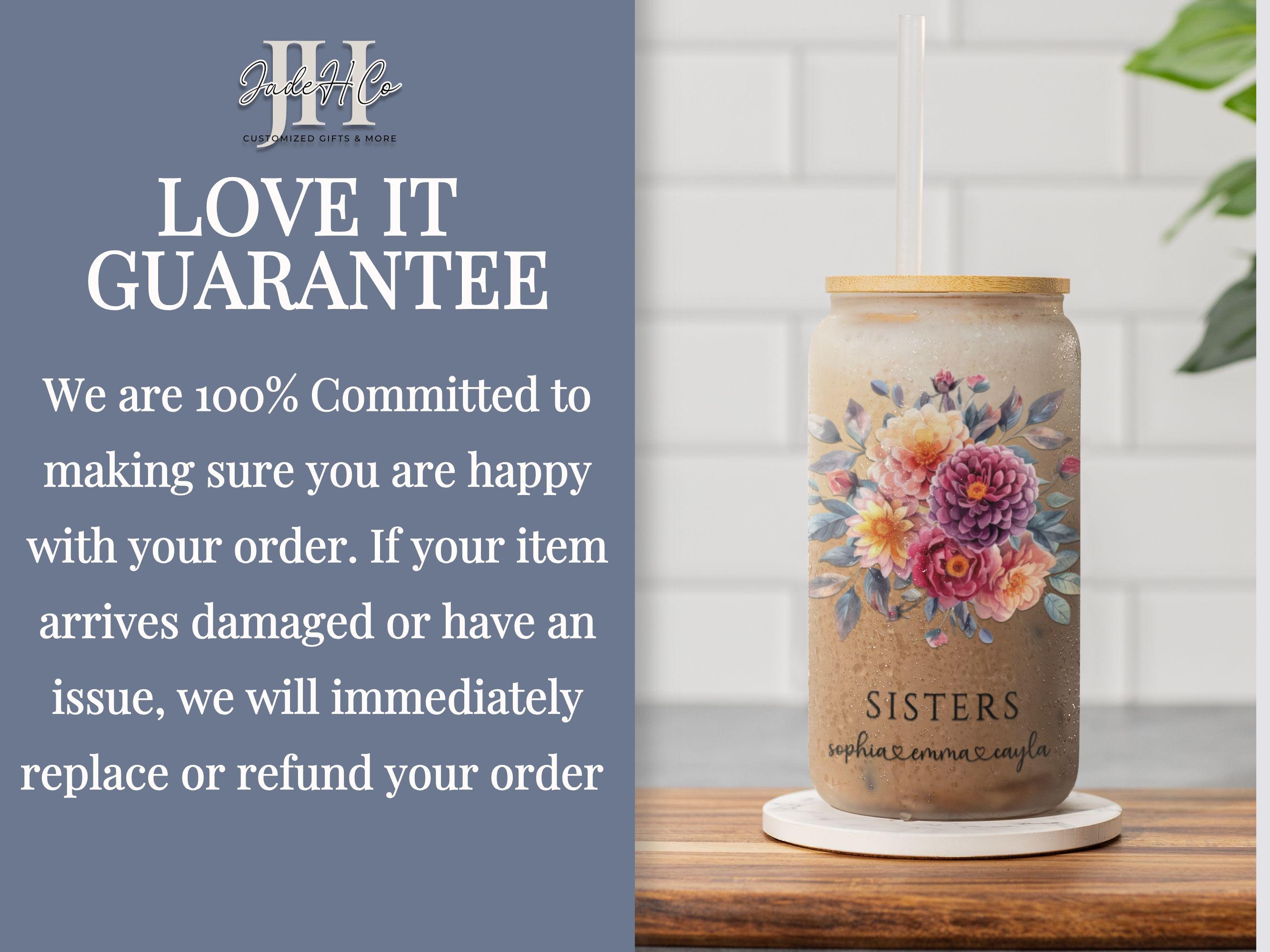 Sisters Glass Cup Personalized Sister Gift Iced Coffee Cup With Lid and ...