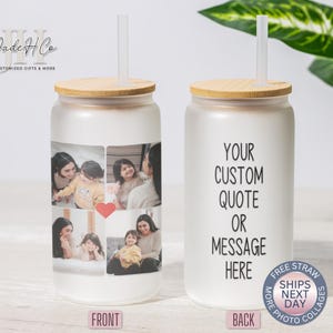 Custom Photo Glass Cup With Photo Collage Tumbler Cup Personalize Cup With Pictures Photo Collage Cup Photo cup gift Tumbler with Picture