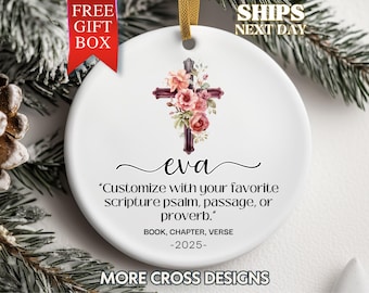 Christian Ornament, Personalized Christian Christmas Ornament Custom Bible Verse Ornament Scripture Verse Christian Christmas Religious Gift