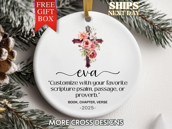 Christian Ornament, Personalized Christian Christmas Ornament Custom Bible Verse Ornament Scripture Verse Christian Christmas Religious Gift