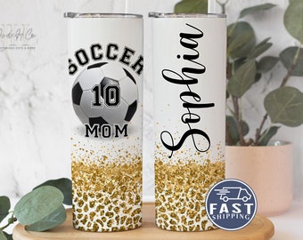 Soccer Mom Tumbler Personalized, Soccer Mom Gifts, Soccer Mom Cup, Soccer Mom Tumbler With Straw, Gift For Soccer Mom Player Number and Name