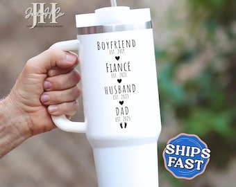 Personalized Dad Tumbler Custom Dad 40oz Tumbler with Handle Father’s Day Gift for Dad Travel Cup New Dad Est. Gift for Daddy Custom Dad Cup