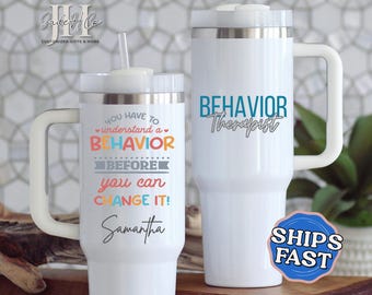BCBA Tumbler, Behavior Analyst 40oz BCBA Tumbler With Handle Board Certified Behavior Analyst Gift Custom BCBA Travel Cup Custom bcba Cup