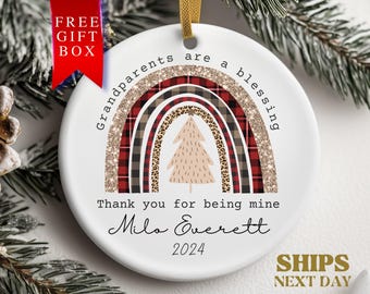 Grandparents Christmas Ornament Custom Grandparents Ornament, Grandparent Keepsake Ornament Announcing Pregnancy Grandparents Christmas Gift
