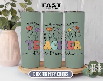 Custom Teacher Tumbler, Personalized Teacher Tumbler, Gift For Teacher Teacher Tumbler With Straw Teacher Appreciation Gift Stainless Steel