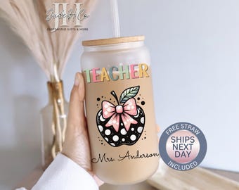 Custom Teacher Cup For Teacher Appreciation Gift Cup Teacher Glass Cup Personalized Teacher Iced Coffee Cup Gift For Teacher From Students