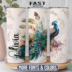 Personalized Peacock Tumbler With Name, Peacock Lover Tumbler Peacock Travel Cup Peacock Tumbler Gift For Peacock Lovers Peacock Tumbler Cup