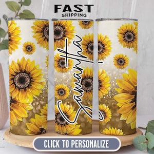 Personalized Sunflower Tumbler Sunflower Tumbler Gifts, Flower Tumbler Cup, Custom Flower Tumbler, Sunflower Travel Mug, Tumbler Gift