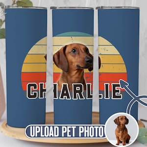 Personalized Dog Lover Tumbler, Custom Dog Photo Skinny Tumbler With Straw, Dog Mom Gift For Her, Customized Pet Tumbler, Dog Travel Cup