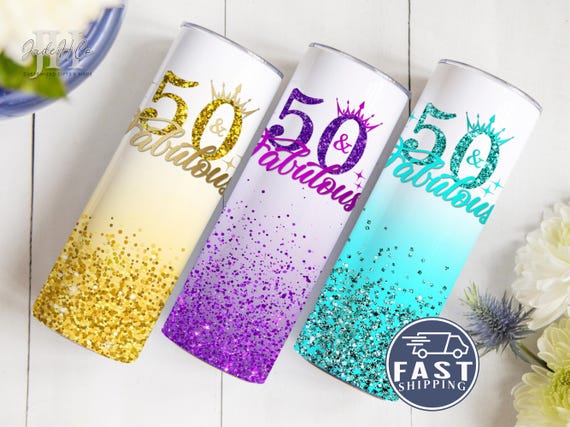 50 and Fabulous Birthday Tumbler Personalized 50th Birthday Cup Gifts 50th Gift for Her 50th Birthday Favors Happy 50th Birthday Cup Tumbler