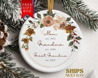 Great Grandma Ornament, Personalized Great Grandma Christmas Ornament Gifts for New Great Grandma to Be Pregnancy Announcement Keepsake