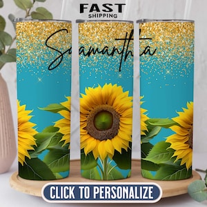Personalized Sunflower Tumbler, Sunflower Gifts For Women, Sunflower Lover Gifts, Sunflower Cup, Sunflower Tumbler With Lid And Straw