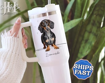 Custom Dog Tumbler Personalized 40oz Dog Tumbler with Handle Gift for Dog Mama Travel Cup Dog Lover Gift Dog Photo Cup Pet Lovers Travel Mug