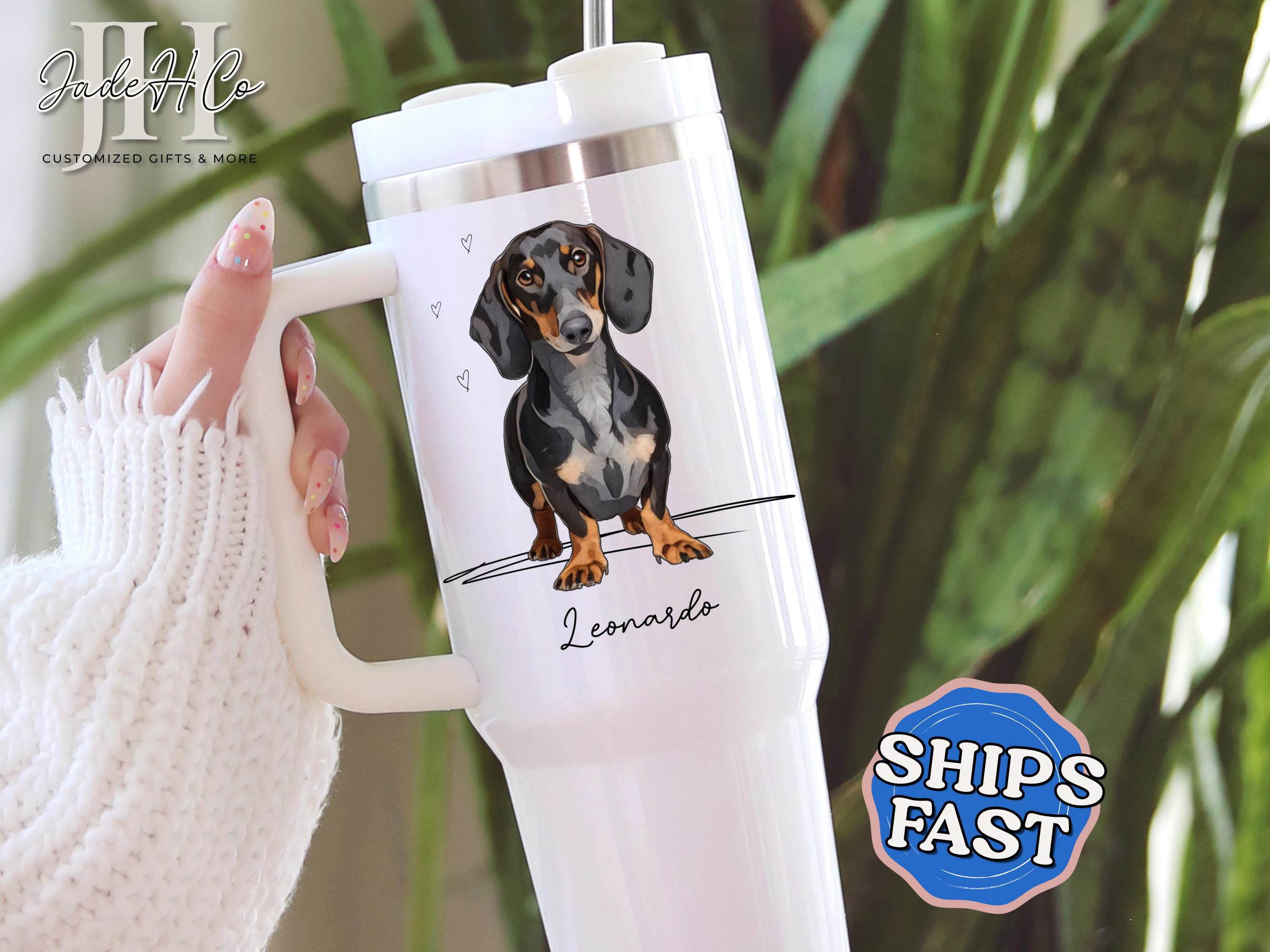 Custom Dog Tumbler Personalized 40oz Dog Tumbler with Handle Gift for Dog Mama Travel Cup Dog Lover Gift Dog Photo Cup Pet Lovers Travel Mug