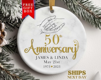 Personalized 50th Anniversary Ornament Personalized Anniversary Ornament 50th Wedding Anniversary Golden Anniversary Gift for Married Couple