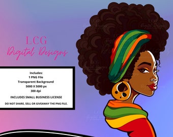 Juneteenth Girl Clipart | PNG | Transparent Background | Black Girl Magic | Afrocentric Sublimation Design | Tumbler Art | Digital Download