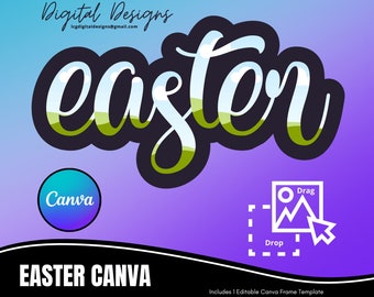 Easter Canva Frame Wordart | Canva Frame Template | Editable & Customizable with your own design | Personal and Commercial License Included