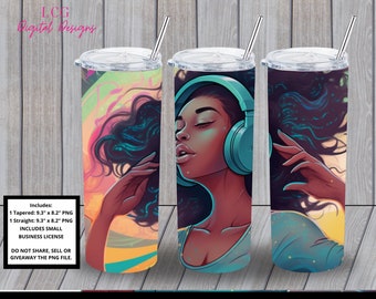 Straight and Tapered Tumbler Wrap - Personal and Commercial Use | African American | Skinny Tumbler Sublimation Design | Digital Download