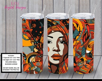 Straight and Tapered Tumbler Wrap - Personal and Commercial Use | African American | Skinny Tumbler Sublimation Design | Digital Download