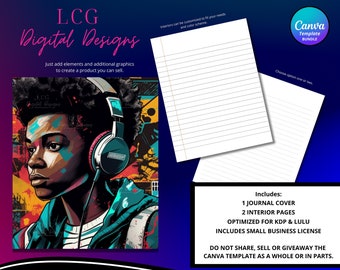 Exclusive Canva Template: Create Your Own Unique Design with 1 Cover and 2 Editable Interior Page Options | Afro Done For You Journal | DFY