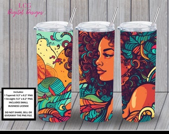 Straight and Tapered Tumbler Wrap - Personal and Commercial Use | African American | Skinny Tumbler Sublimation Design | Digital Download