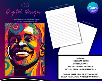 Exclusive Canva Template: Create Your Own Unique Design with 1 Cover and 2 Editable Interior Page Options | Afro Done For You Journal | DFY