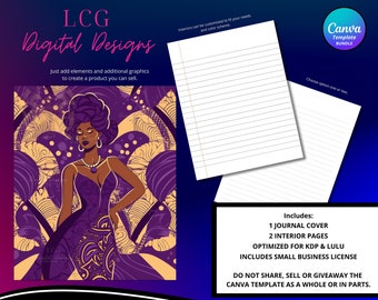 Exclusive Canva Template: Create Your Own Unique Design with 1 Cover and 2 Editable Interior Page Options | Afro Done For You Journal | DFY