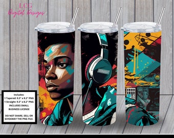 Straight and Tapered Tumbler Wrap - Personal and Commercial Use | African American | Skinny Tumbler Sublimation Design | Digital Download